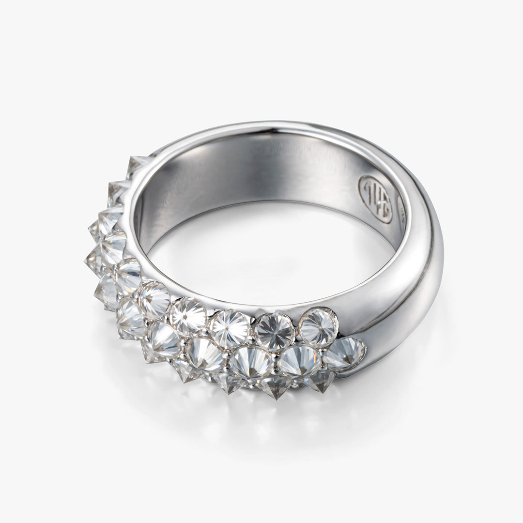 Moissanite Reverse Set Pavé Diamond Ring