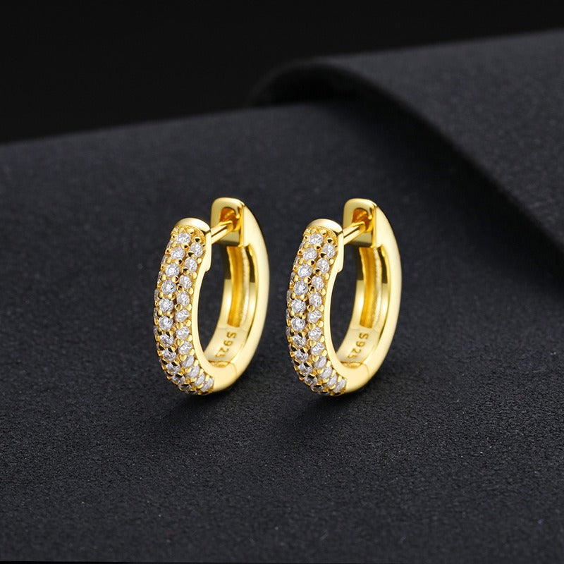 Moissanite S925 Round Paved Hoop Earrings