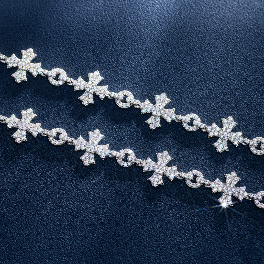 Moissanite S925 Micro Pave Cross Link Chain