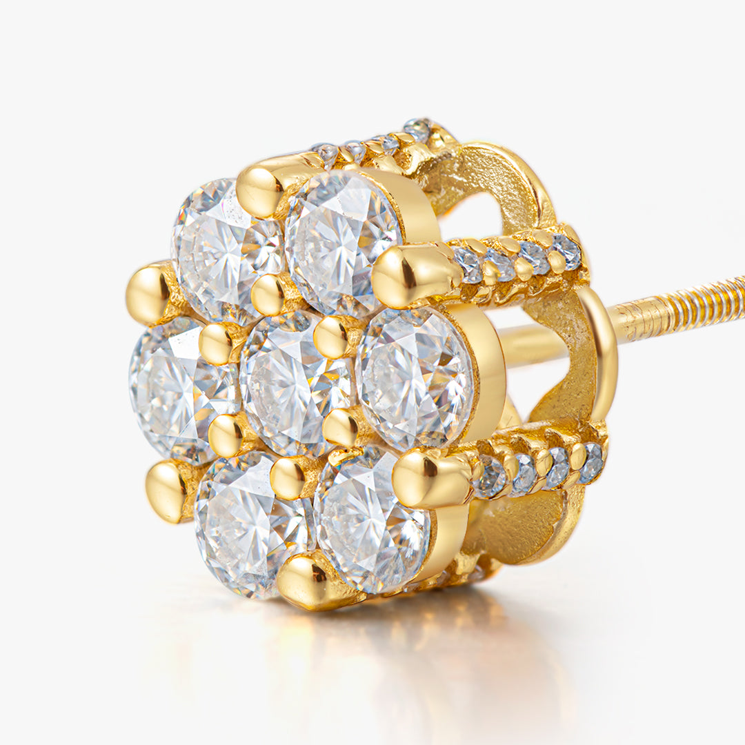Moissanite S925 Full Paved Cluster Flower Stud Earrings