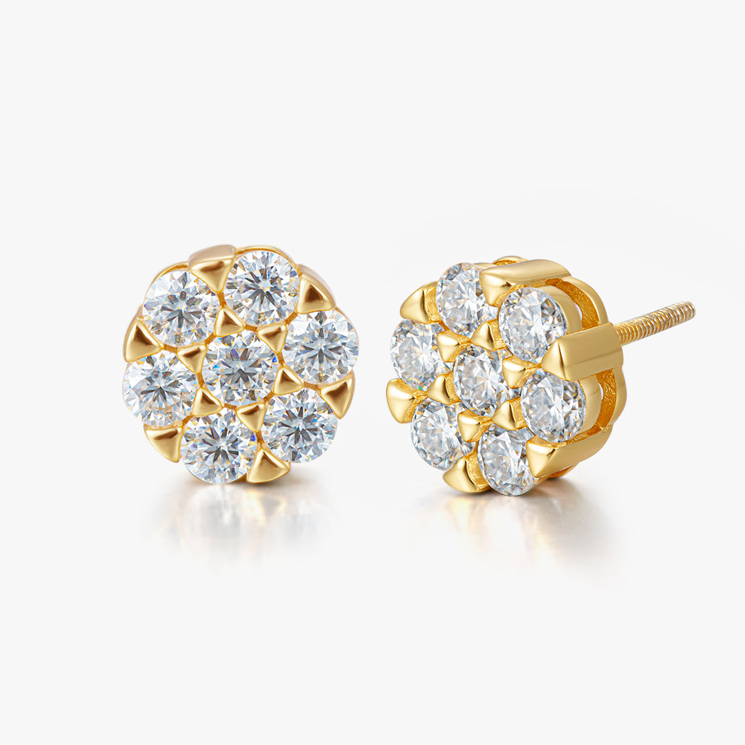 Moissanite S925 Cluster Flower Stud Earrings