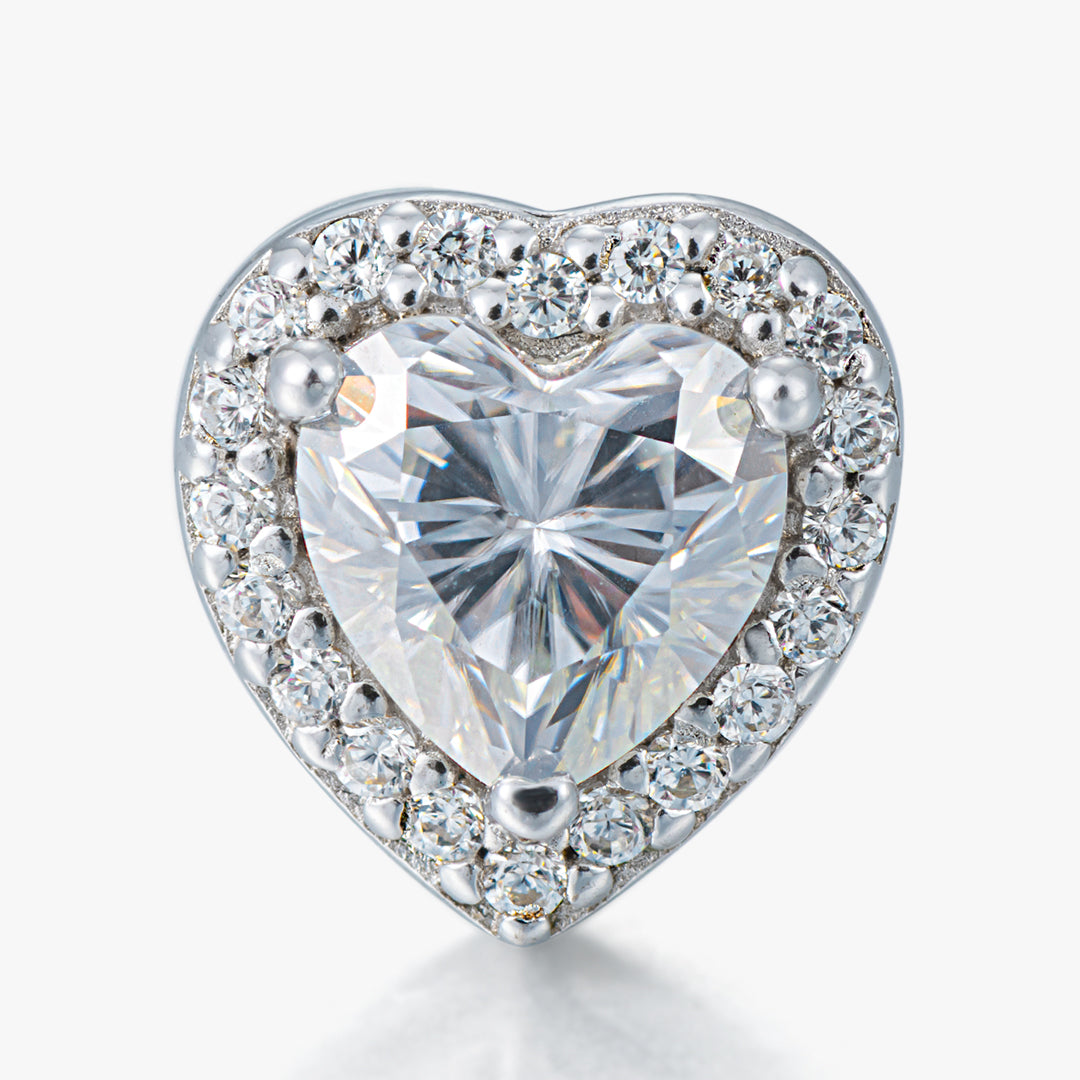 Moissanite S925 Heart Shape Halo Stud Earrings