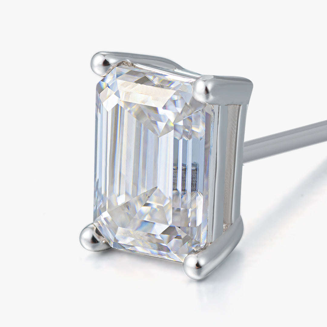 Moissanite S925 Emerald Cut Stud Earring