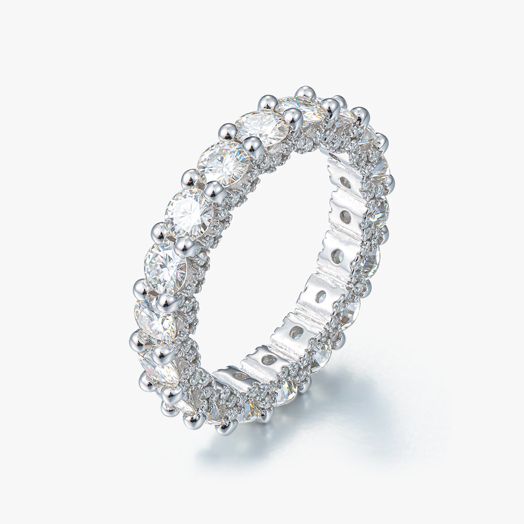Moissanite S925 Pave Round Cut Tennis Ring