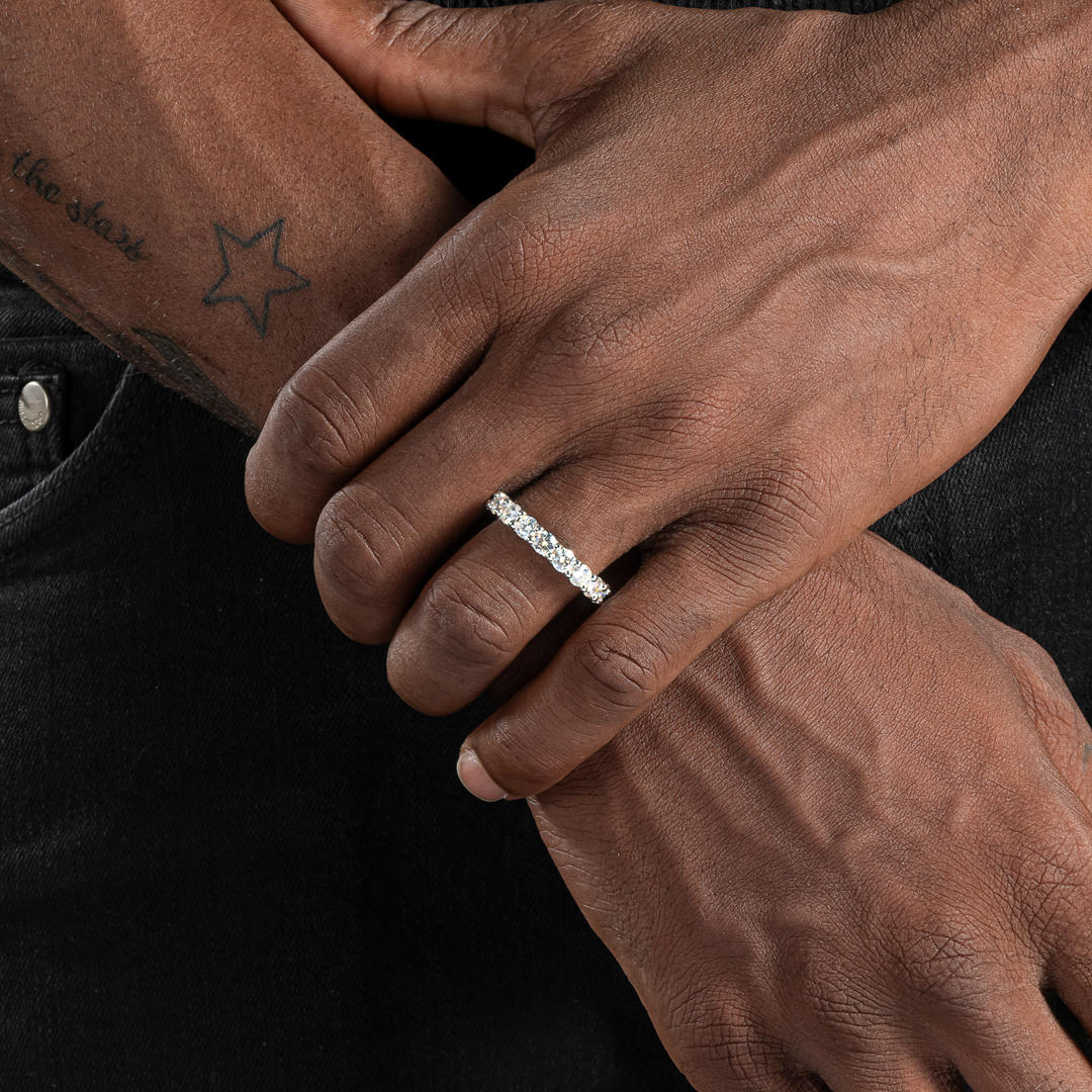 Moissanite S925 Pave Round Cut Tennis Ring