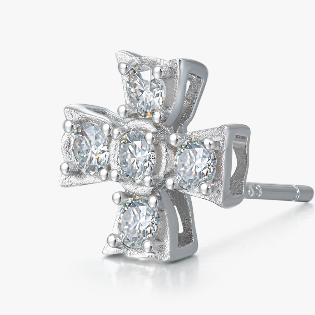 Moissanite S925 Cross Stud Earrings