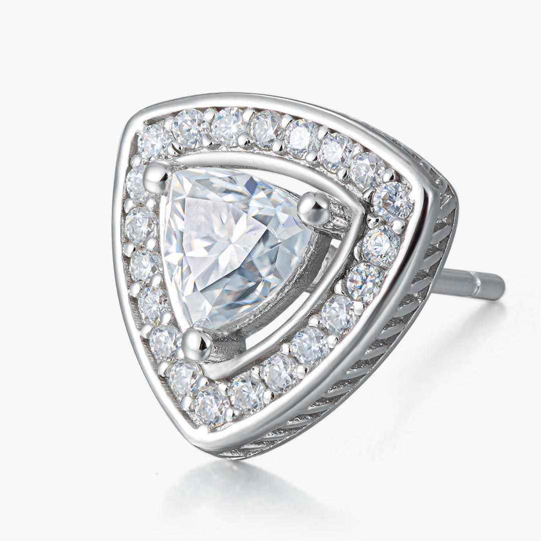 Moissanite S925 Triangle Halo Stud Earring