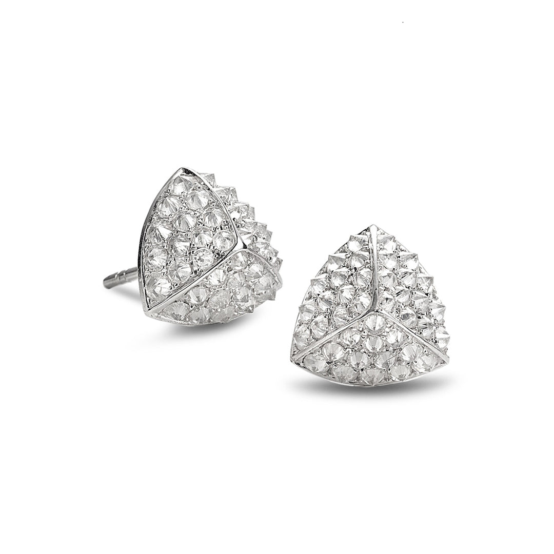 Reverse Set Moissanite Pavé Triangle Stud Earrings