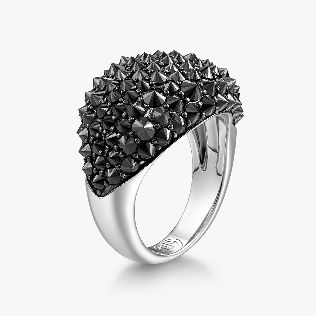 Moissanite Reverse Set Pavé Signet Diamond Ring