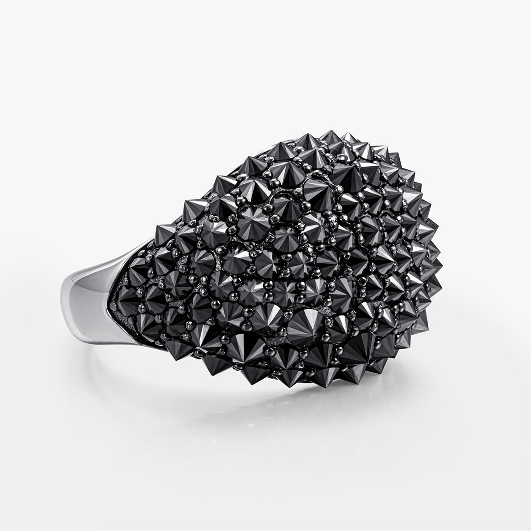 Moissanite Reverse Set Pavé Signet Diamond Ring
