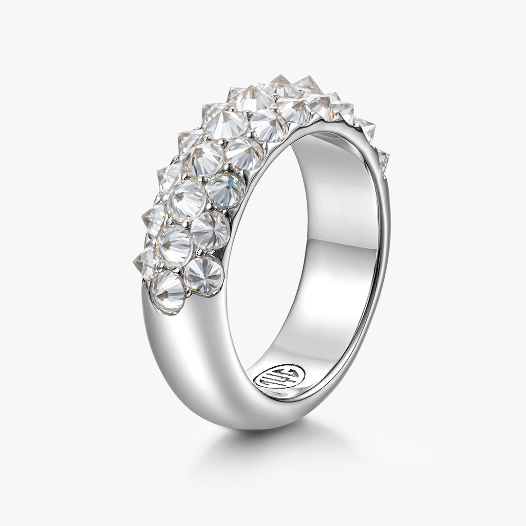 Moissanite Reverse Set Pavé Diamond Ring