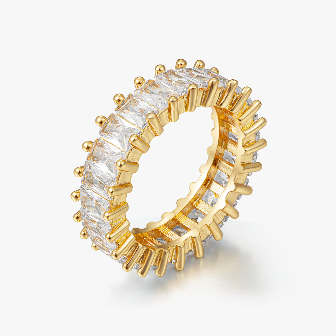 Moissanite S925 Baguette Crystal Eternity Ring