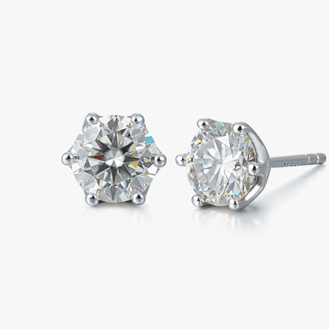 Moissanite S925 Round Cut Stud Earrings