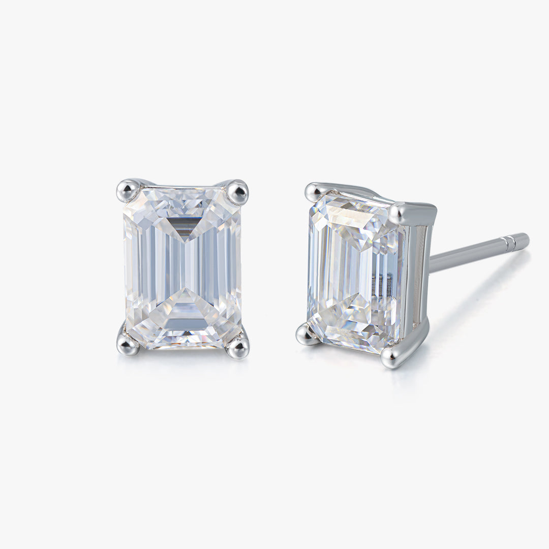 Moissanite S925 Emerald Cut Stud Earring