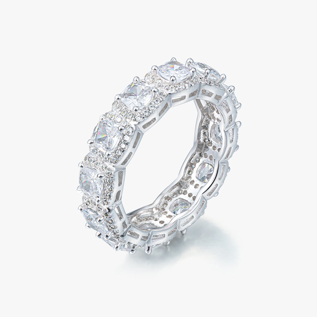 Moissanite S925 Square Clustered Halo Ring
