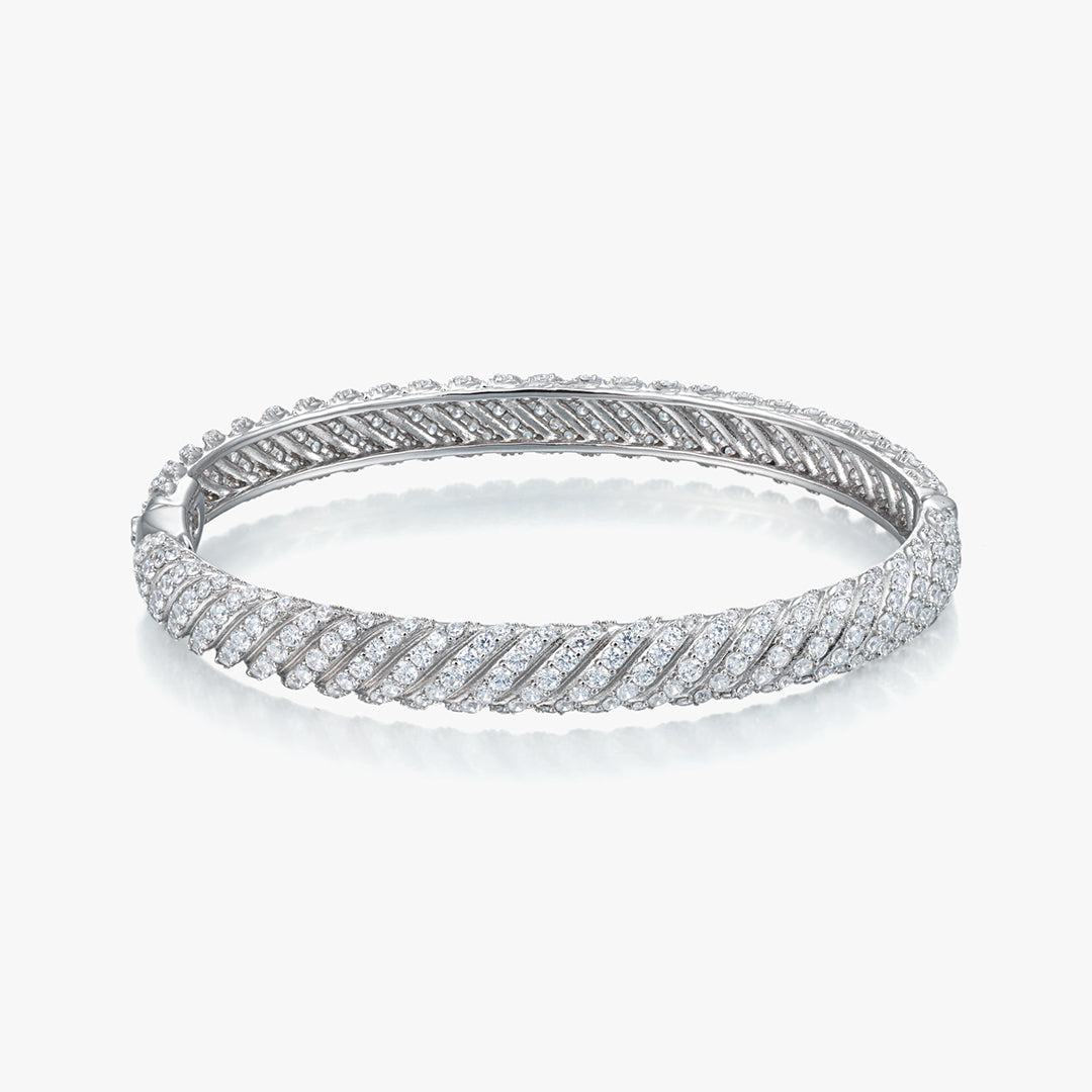 Moissanite S925 Sculpted Cable Bangle Bracelet