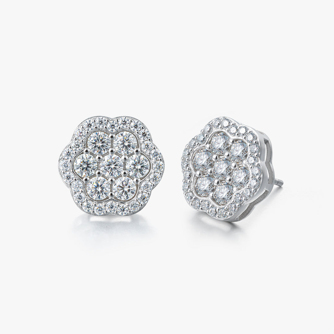 Moissanite S925 Floral Stud Earrings