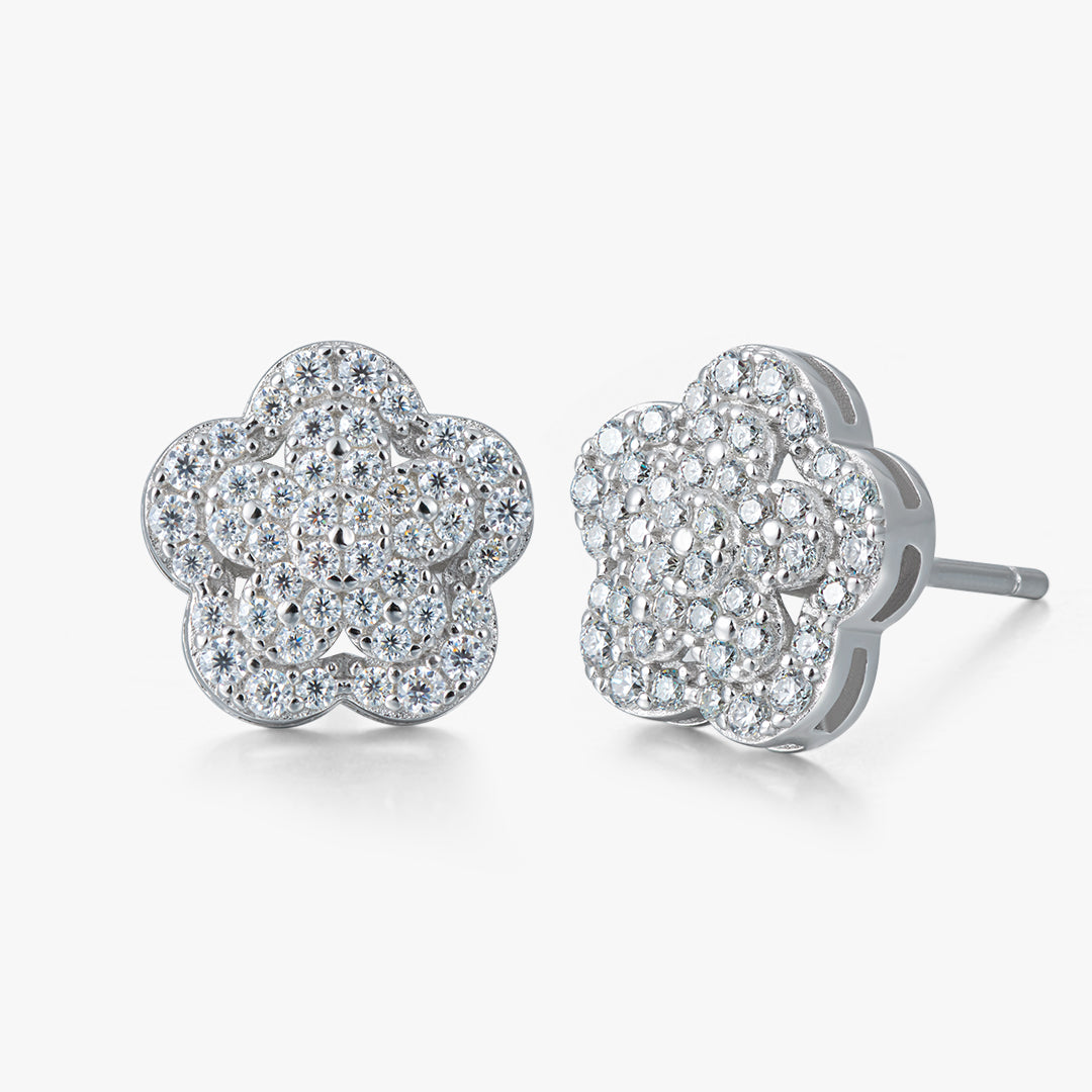 Moissanite S925  Lotus Flower Stud Earrings