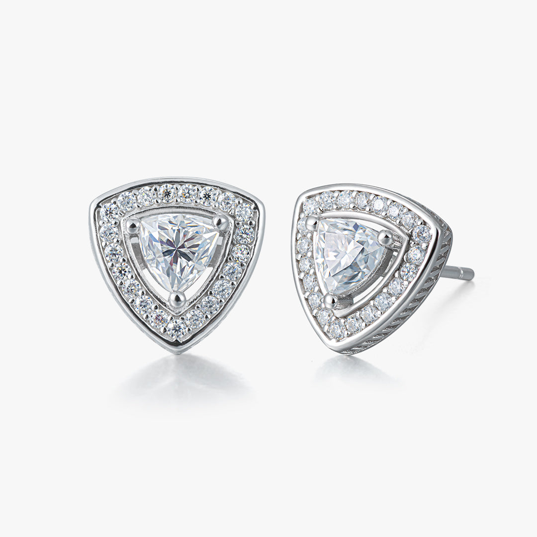 Moissanite S925 Triangle Halo Stud Earring